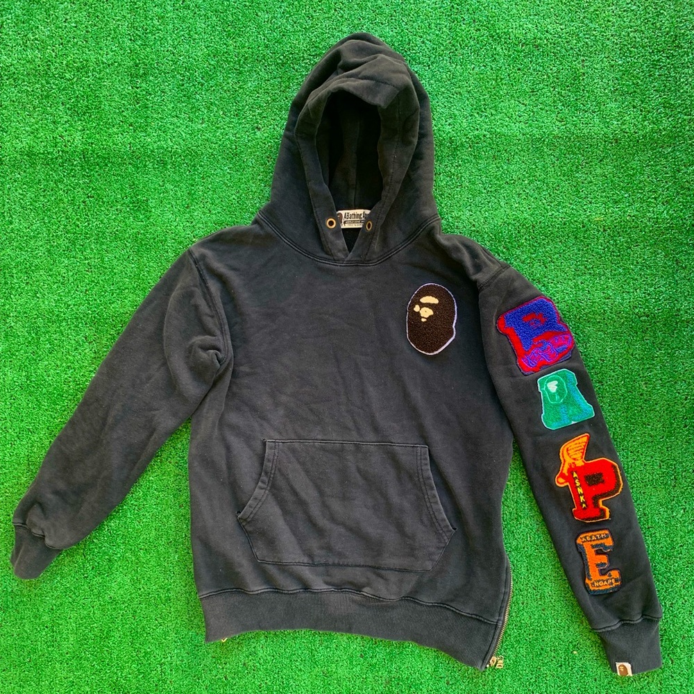 Black bape hoodie size medium